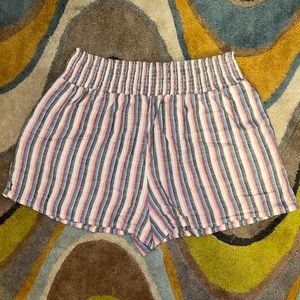 Aéropostale smocked waist stripe linen shorts